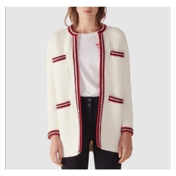 SANDRO Luce Chunky Open Front Cardigan Knit Jacket, Size 1 Small - Picture 1 of 9